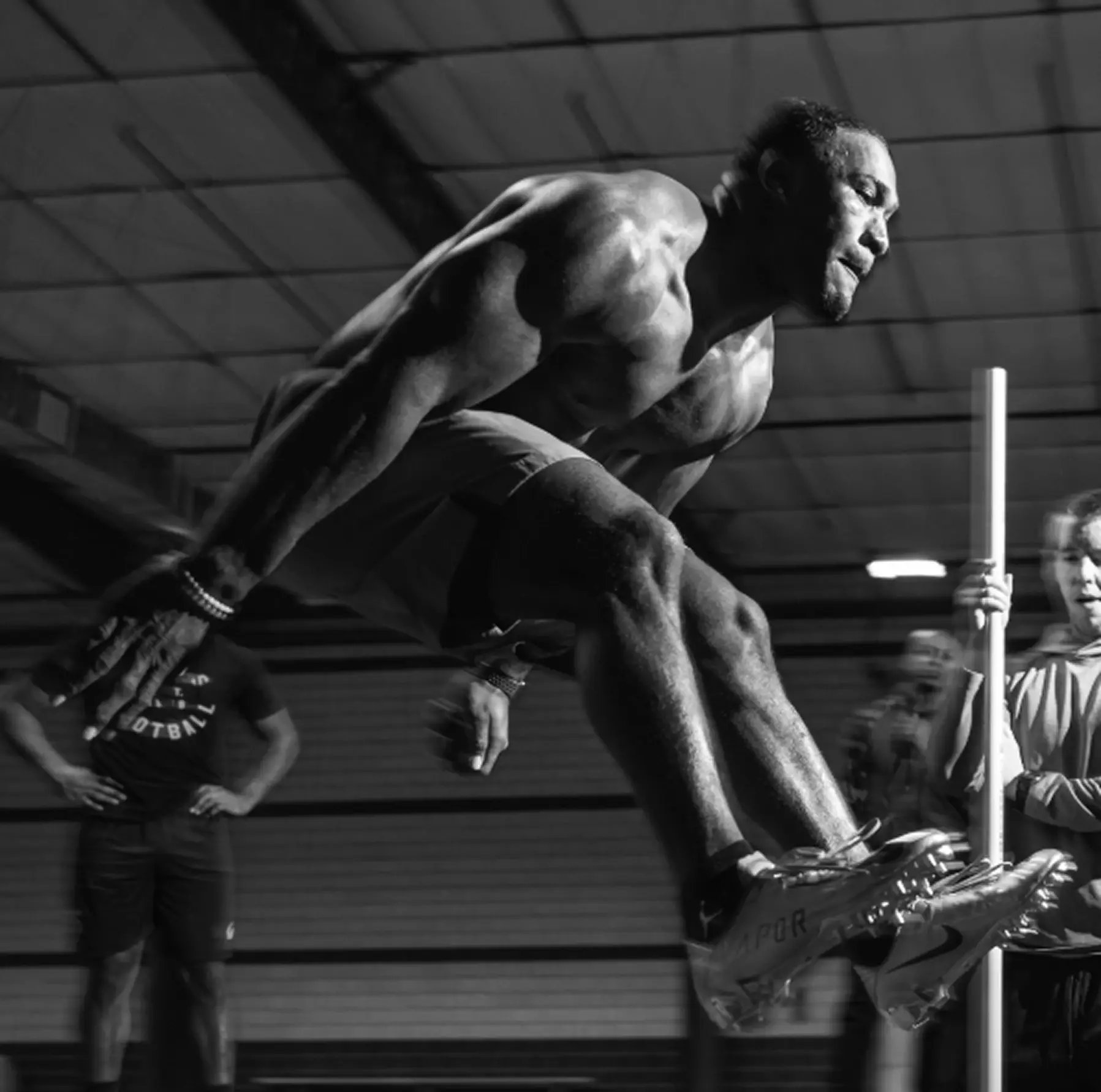 An Exos athlete trains for the standing long jump